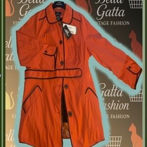 Dennis Basso Orange Trench Coat